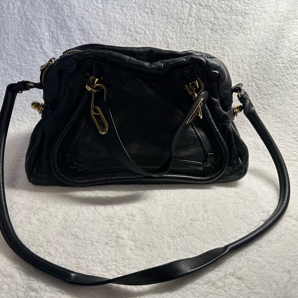 EUC Chloe Paraty Black Med Leather Shoulder Bag